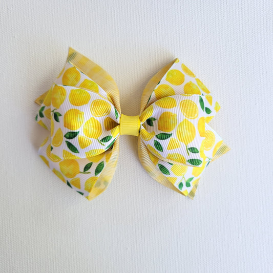 Lemon Print Hair Bow