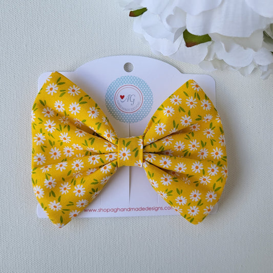 Yellow Daisies Fabric Hair Bow