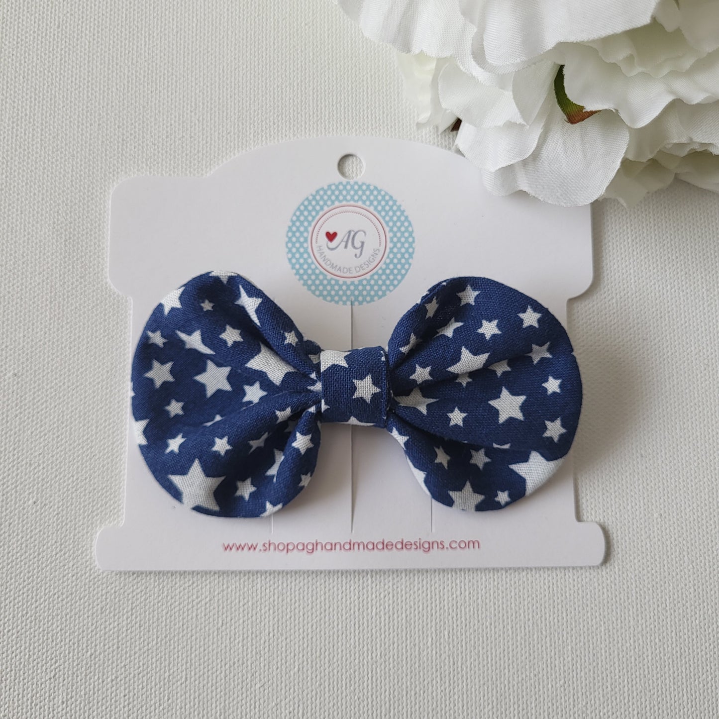 Blue Stars Patriotic Hair Bow