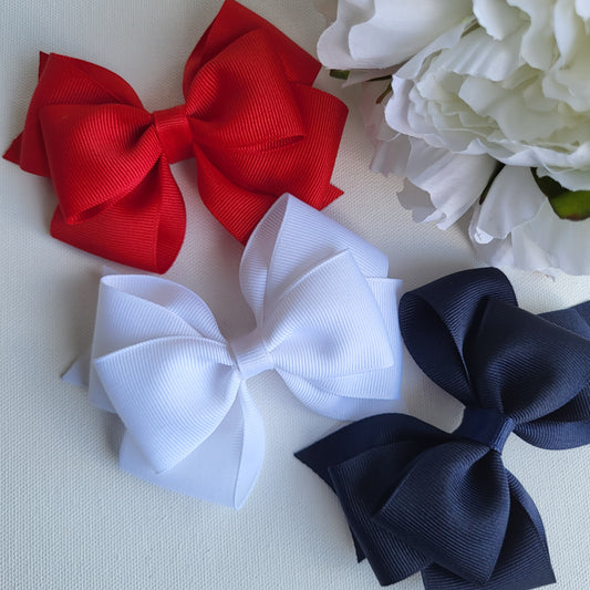 Back to School Hair Bow Set | Red, White and Navy Blue