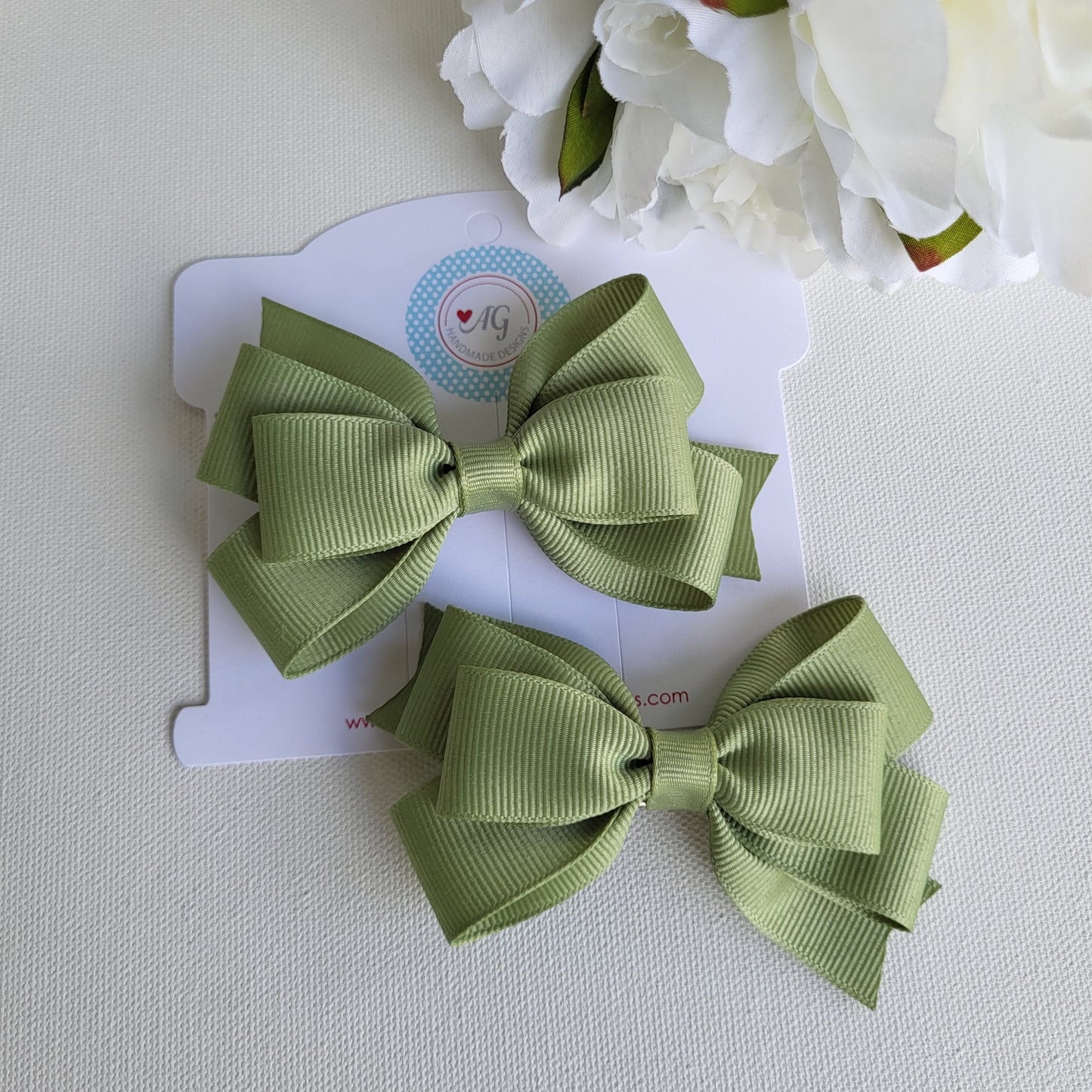 Toddler Pigtails Fall Colors Green Hair Bows