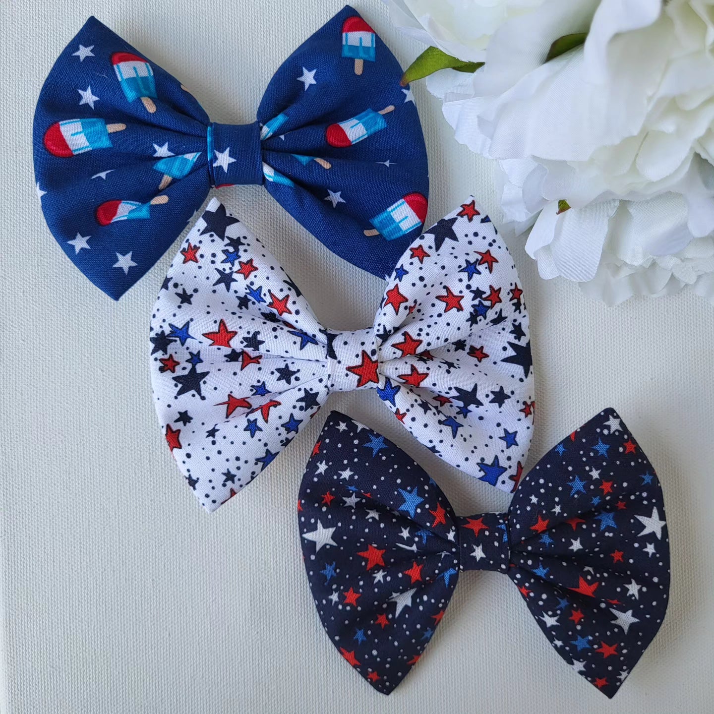 Patriotic Fabric Hair Bows