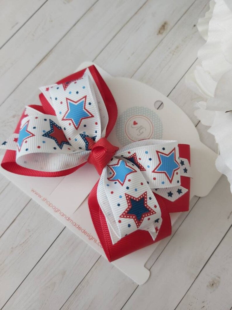 Stars Patriotic Hair Bow