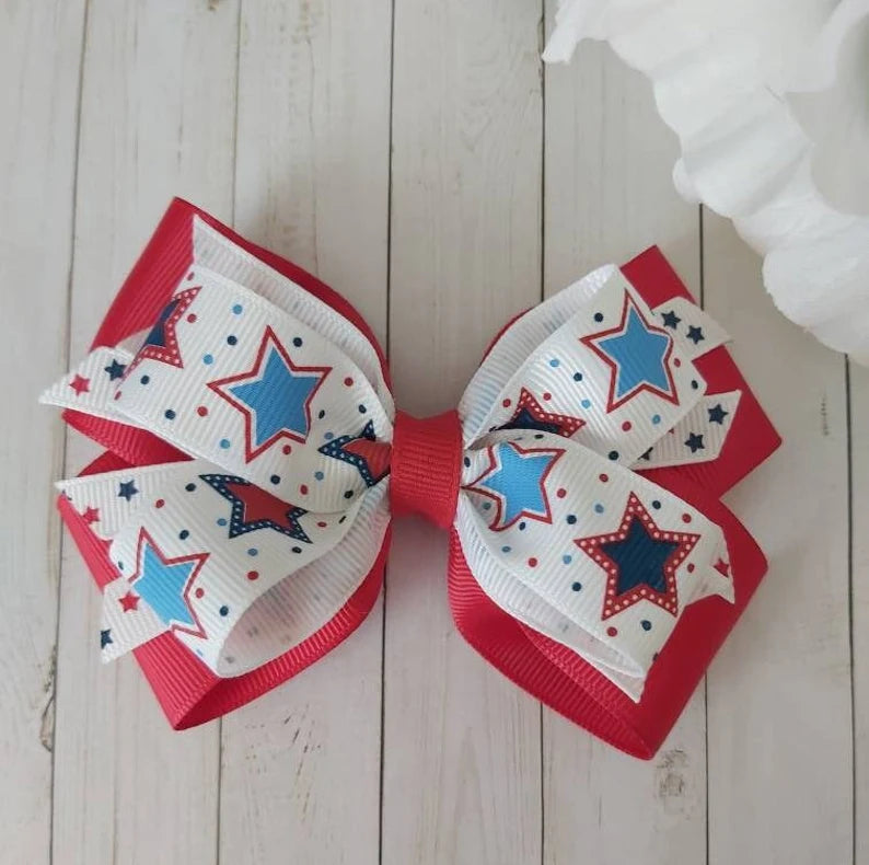 Stars Patriotic Hair Bow