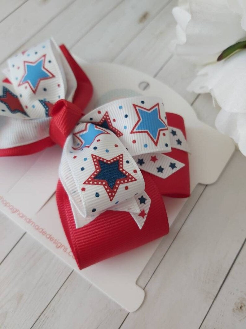 Stars Patriotic Hair Bow