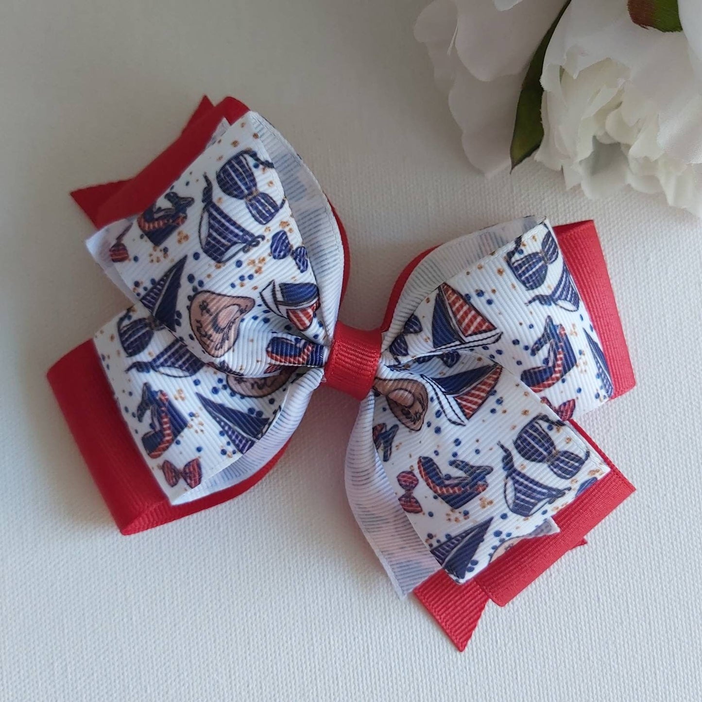 Sailboat Hair Bow, Summer Hair Bow, Nautical Hair Bow