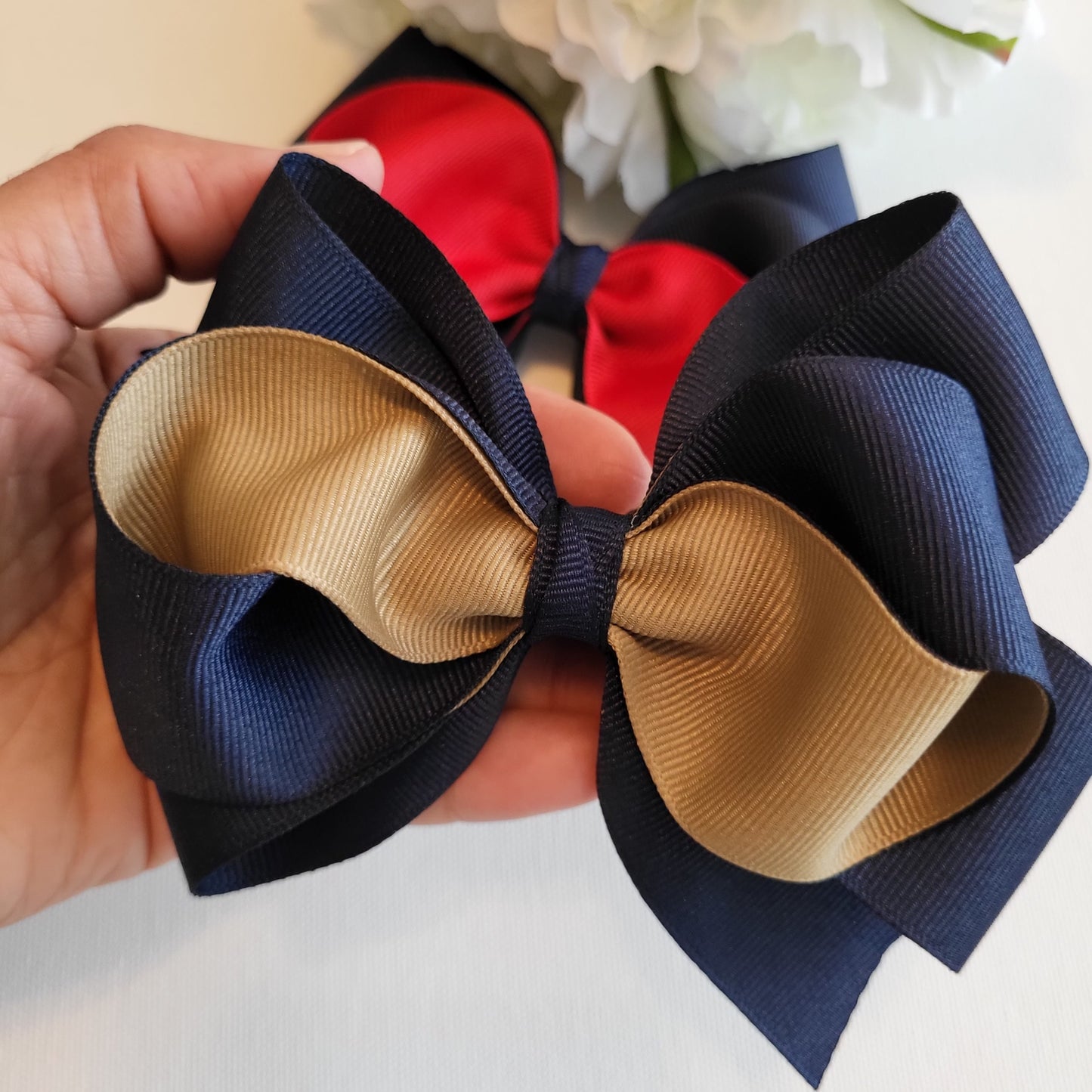 Two Tone Uniform Hair Bows/Back to School Hair Bows