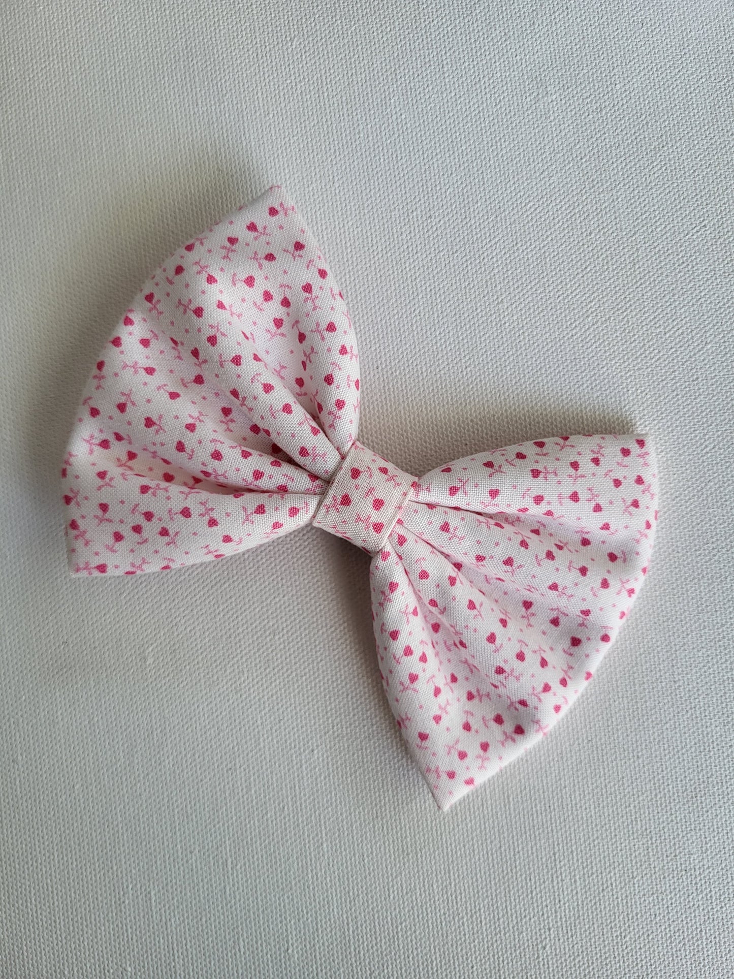 Mini Hearts Fabric Hair Bow