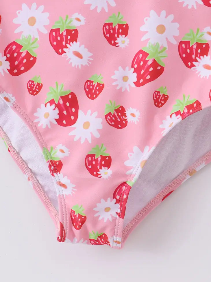 Pink Strawberry Swim Suit