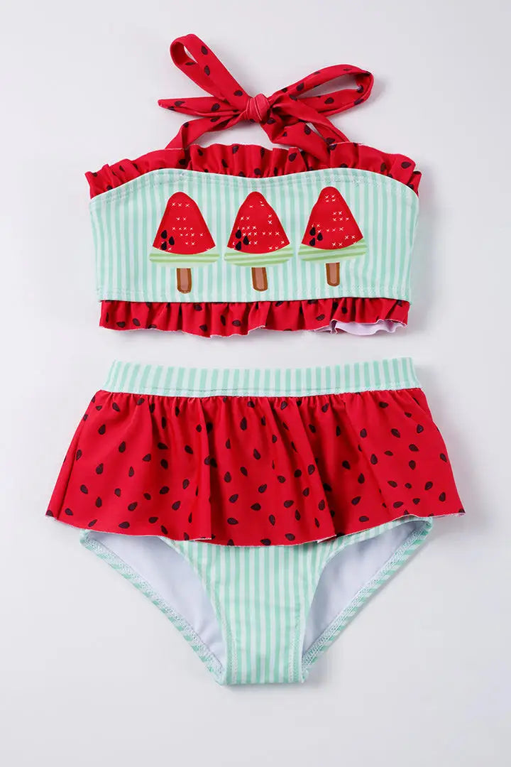 Watermelon Ruffle Girl Swimsuit Set