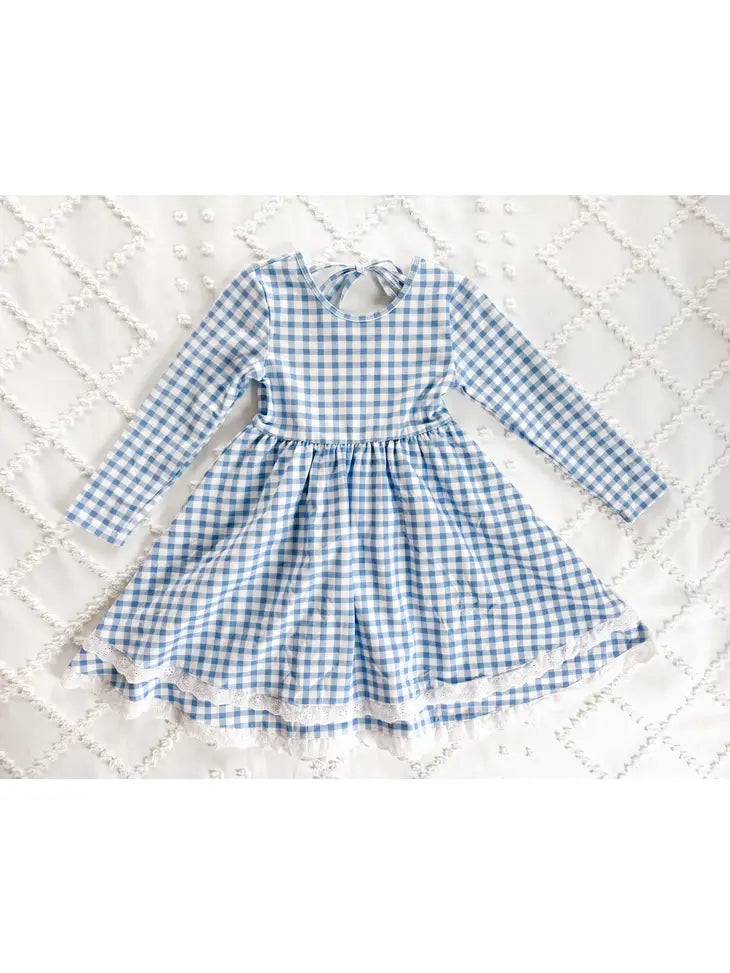 Eliza Cate & Co Sky Gingham Twirl Dress – Cherry Blossom Boutique