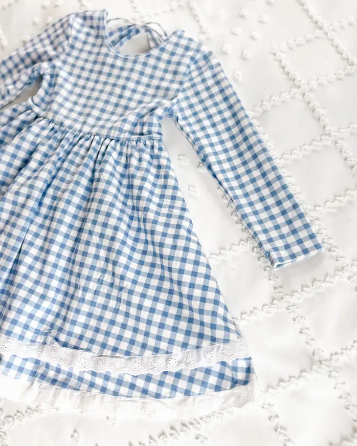 Eliza Cate & Co Sky Gingham Twirl Dress