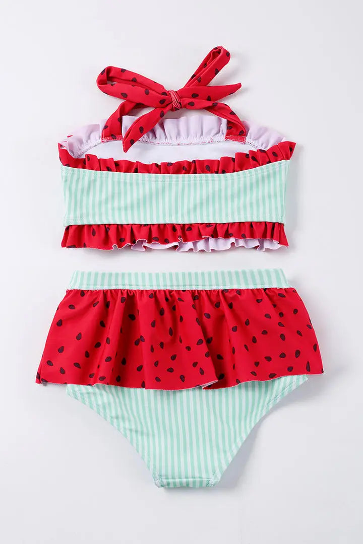 Watermelon Ruffle Girl Swimsuit Set