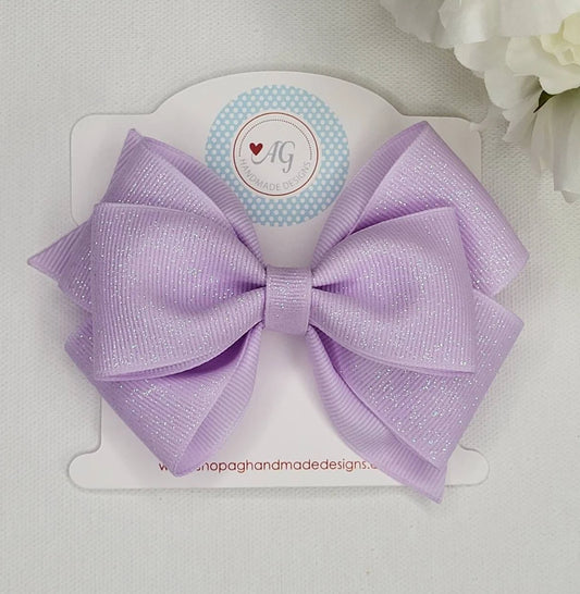 Lavender Glitter Hair Bow