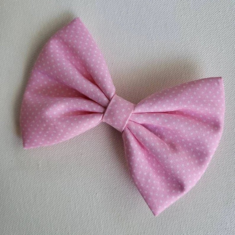 Pink Polka Dots Fabric Hair Bow