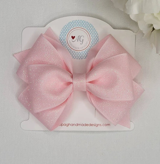 Light Pink Glitter Hair Bow