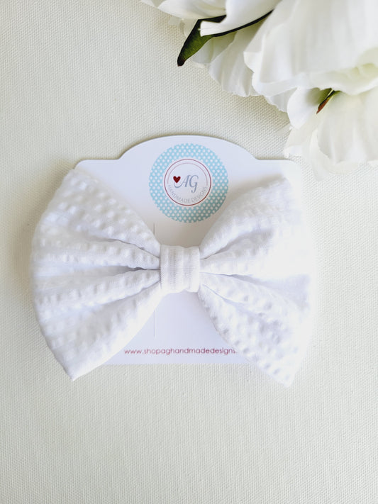 White Fabric Hair Bow