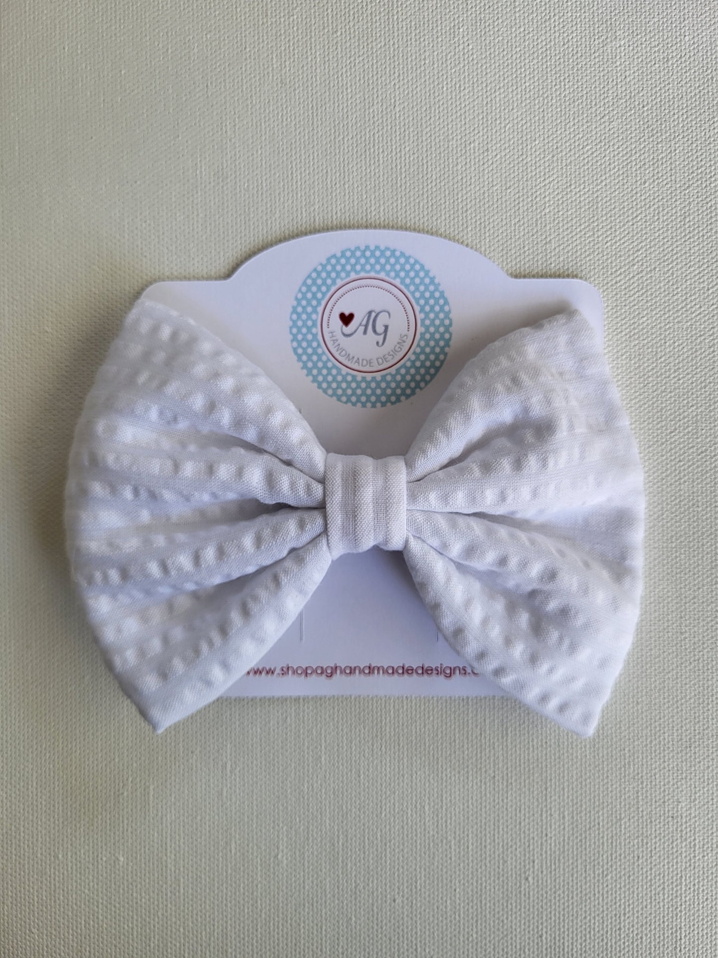 White Fabric Hair Bow